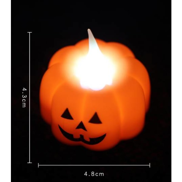 12 stk. Halloween Gresskar Telys (Flammeløse Telys), Batteri