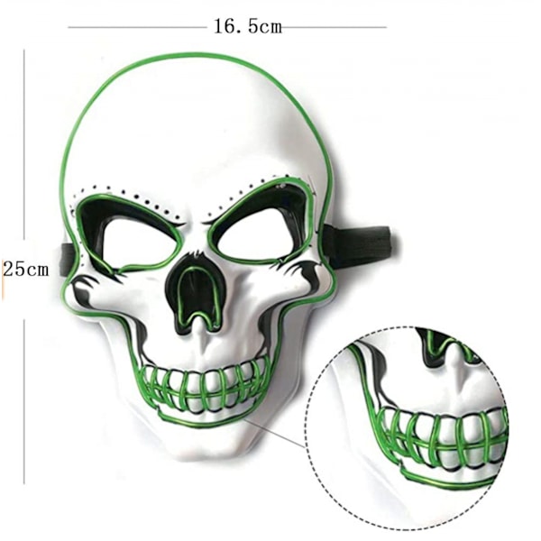 ##/Dekorativ Halloween LED-mask LED-skelettmask lyser upp för Halloween##/
