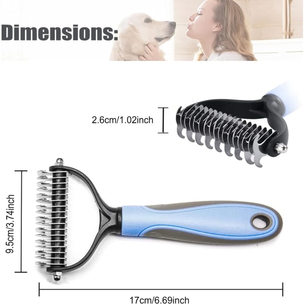 Dog Brush Cat Brush, Dog Grooming Rake, Dog Detangling Comb and