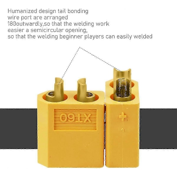 10 stk. XT60 Batteristik til RC Batteri Legetøjskøretøj 5 stk. hanstik og 5 stk. hunstik