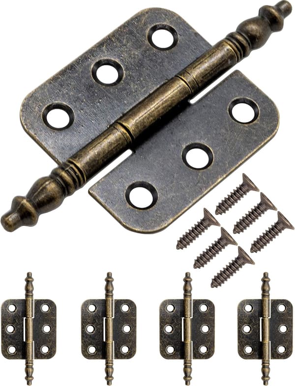 Sats med 4 antika metallgångjärn, järngångjärn, klassisk design, för