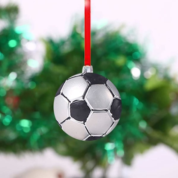 6 stk. julekuleanheng, 6 cm, fotball