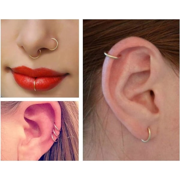 8st Fake Nose Ring Lip Earring Hoop Rostfritt stål Clip Non Pi