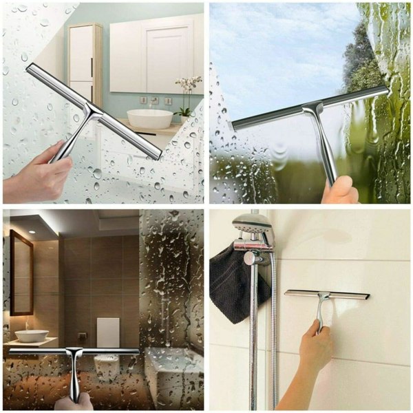 Bruse Squeegee Rustfrit Stål Vindue Squeegee Ingen Boring Selv