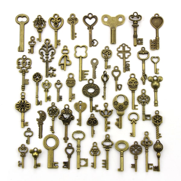 50 stk Store Antik Bronze Skeletnøgler Rustik Nøgle til Bryllup