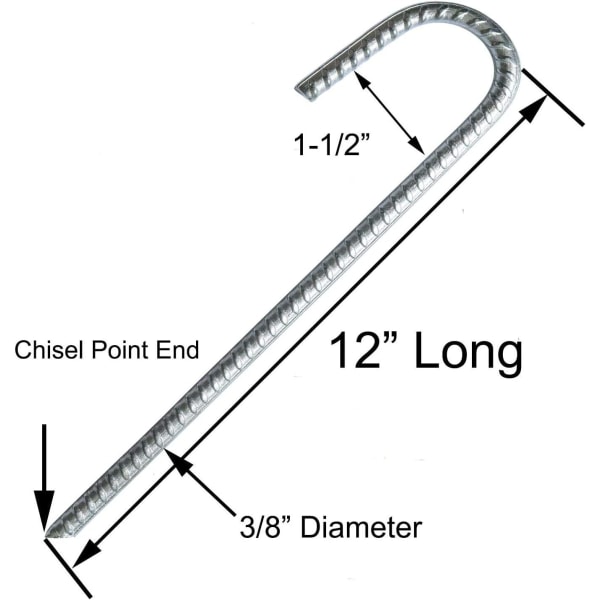 Galvaniserede Stål Teltsøm, J-Krog Fastgørelsessøm, 30 cm Land