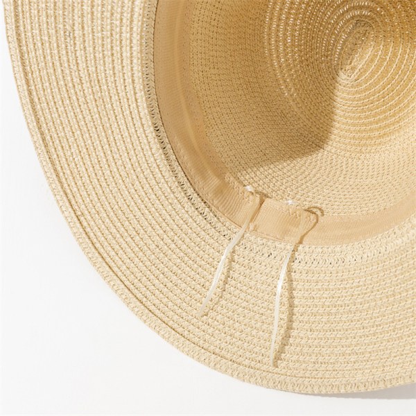 Kvinder Bred Skygge Halm Panama Roll up Hat Fedora Beach Sun Hat UP