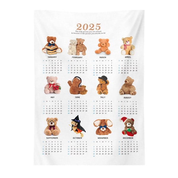 2025 Veggkalender Lettlest Trykk Veggdekorasjon Vaskbar Hjemmekontor Dekor Påminnelse for Viktige Datoer Rektangulær Rivsikker Tapet Kontor M