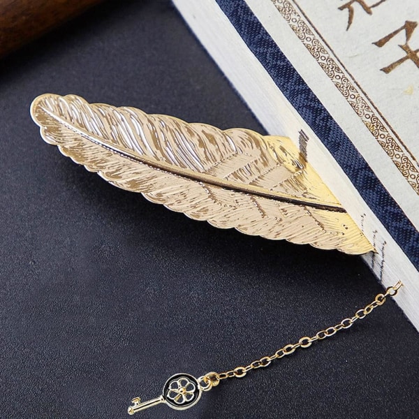 Bokmerke, 11,4 * 2,3 cm Metal Bookmark Feather Bookmarks Book Mar