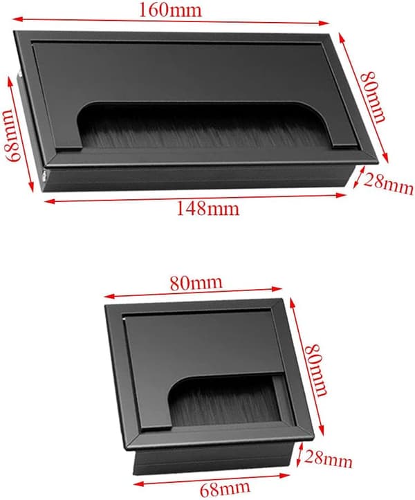 3 st Fyrkantig Kabelgenomföring med Lock 80x80mm+80x160mm för Infälld Montering