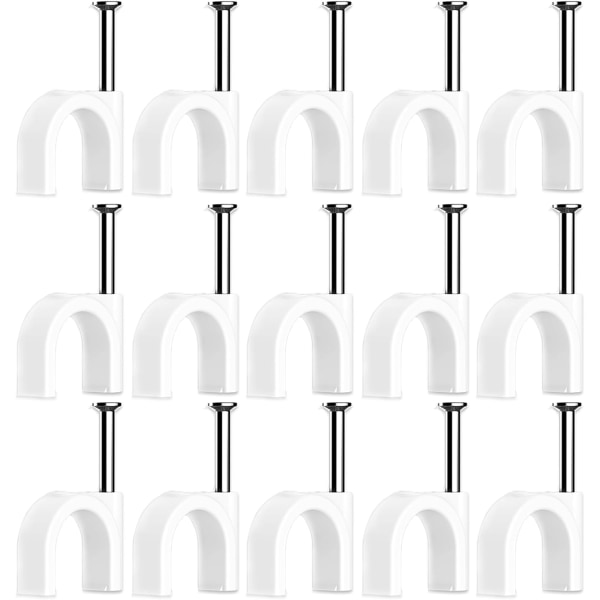 Kabelklips, 100 stk, hvit (6 mm), veggfester, kabelbindere, m