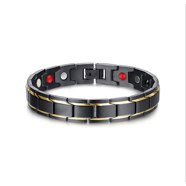 Justerbart armband i svart guld-färgad rostfritt stål, 21,5 cm