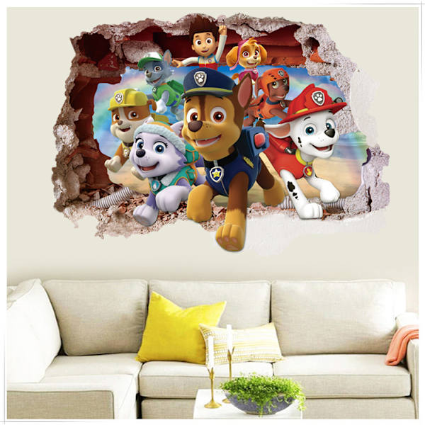 En 50 × 70 cm väggdekal med hundpatrull för barnrum