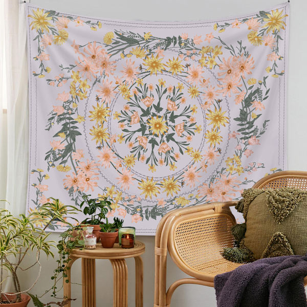 ##/150×200cm Bohæmisk Tapet - Knust Violet Blomst, Tapet##/