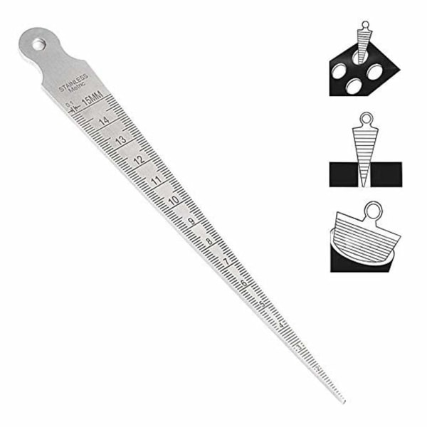 Konisk Mätare 1-15mm 1/32-5/8\" Rostfritt Stål Konisk Svetsmätare