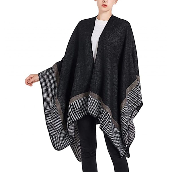 ##/Stickad poncho XXL-sjal Elegant mjuk poncho 1 stycke för att hålla dig varm##/