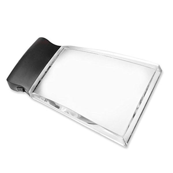 2X Rektangulär Upplyst Läsförstoringsglas - Stor LED-förstoring