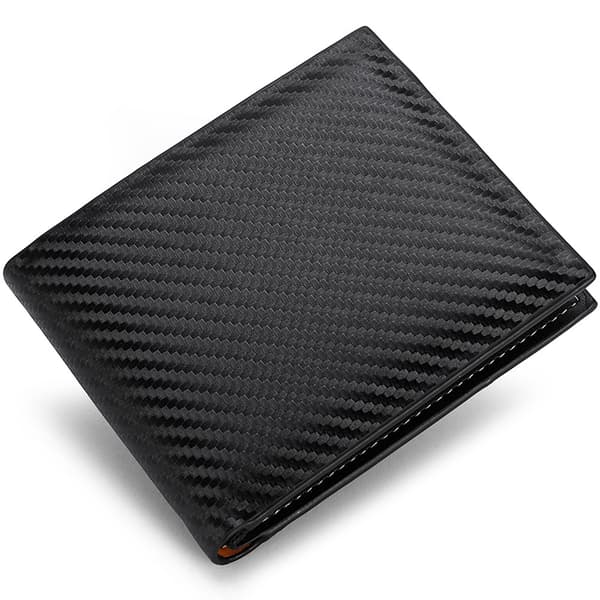 Ny sort kulfiber tegnebog, 12 cm × 10 cm × 1,5 cm kortholder