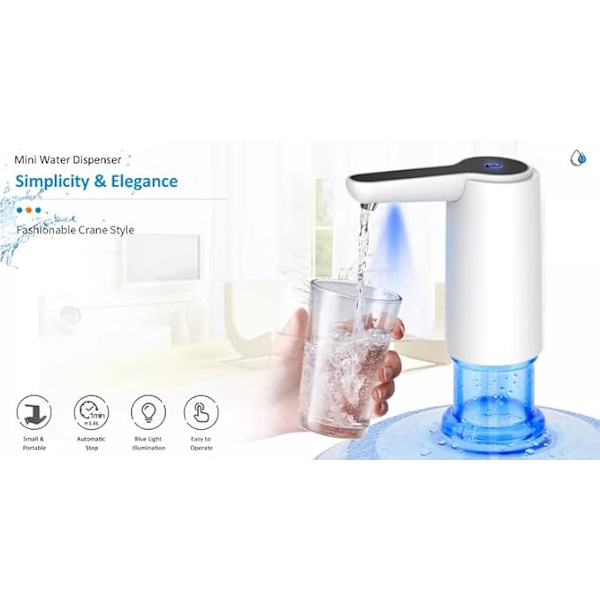 ##/Smart USB Bottenfylld 5 Gallons Flaska Vattenrenare Dricksvatten Kallt Automatisk Fristående Bärbar Vatten Dispenser Pump##/