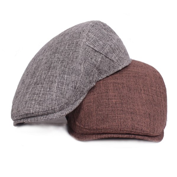 Mænds ren linned flad hat retro andeknappen cap litterær ung m