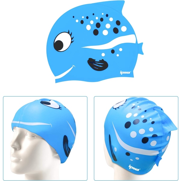 2ST Barn vattentät silikon cap Shark Hat (blå polka