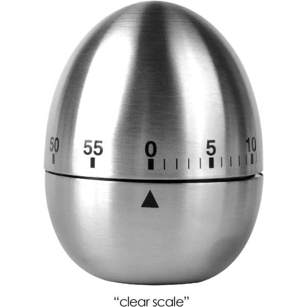Eggkoker med roterende alarm i rustfritt stål, 60 minutters koketimer