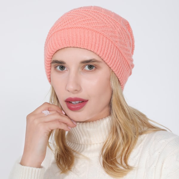 ##/Stickad mössa med pompom, hjortfläta, vintermössa, flätad mössa med hål##/