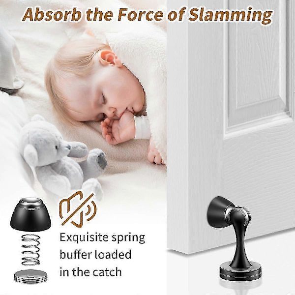Dörrstopp, Satin Nickel, 2-pack Vägg-/Golvmonterad Soft-Catch Dörr, Rostfritt Stål.