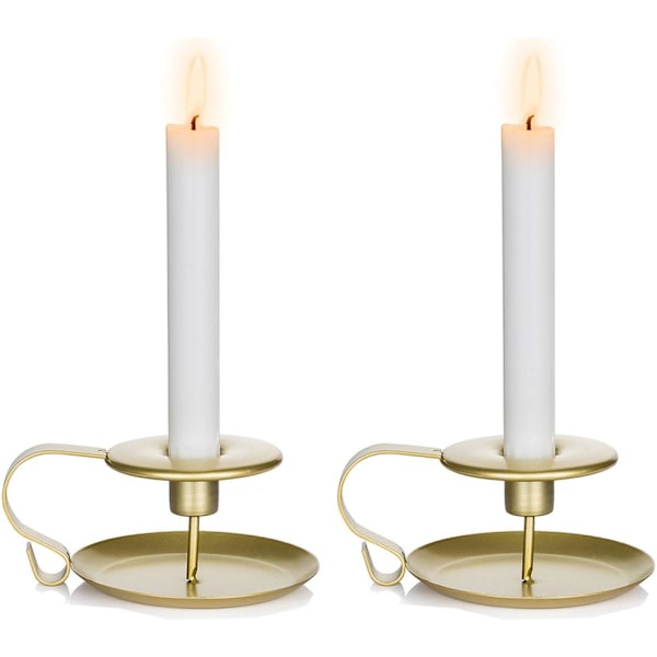 Sett med 2 vintage lysestaker i smijern - Gull, Lang C