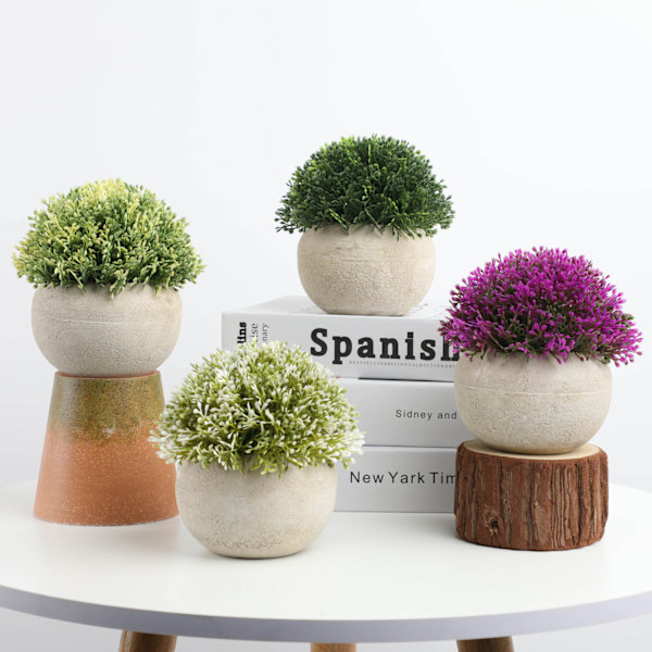 Kunstig stueplante mini kunstige planter potter eukalyptus rosmarin