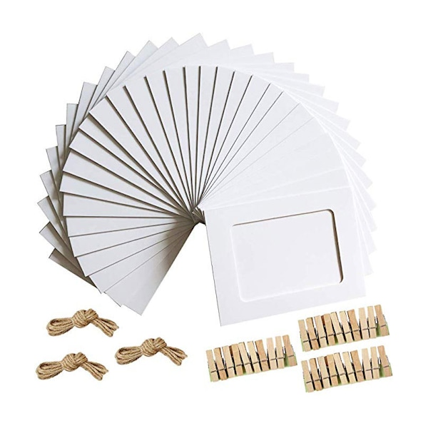 ##/10 st Kraftpappersfotoramar Hängande DIY Väggdekor med Klämmor Rep för Foton##/