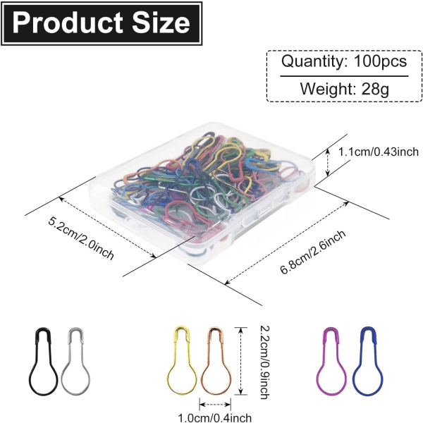 100 Pieces Bulb Pins Metal Markers Knitting Gourds Safety Clips (