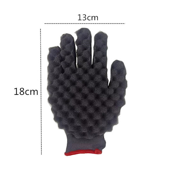 2 st Magic Curly Sponge-handskar för frisörer Vågig Svart Smutsig Brai
