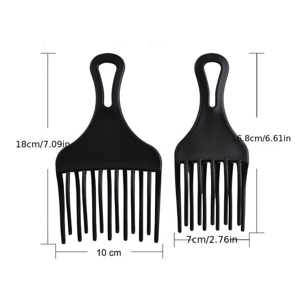 (Svart) 2 stk Afro Kam, Plast Bredtannet Afro Kam, Krøllete H