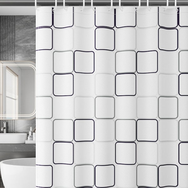 Dusjforheng 180x200 hvitt kvadrat