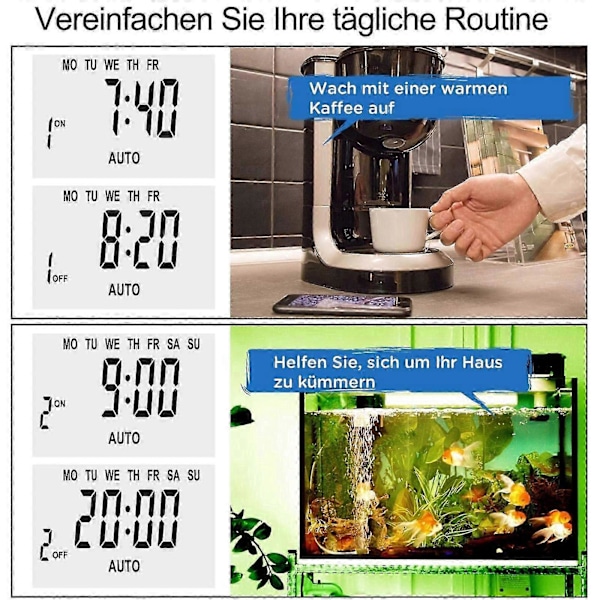 EU Timer Bryterkontakt Dobbelpakke - Energibesparende Smarte Plugger