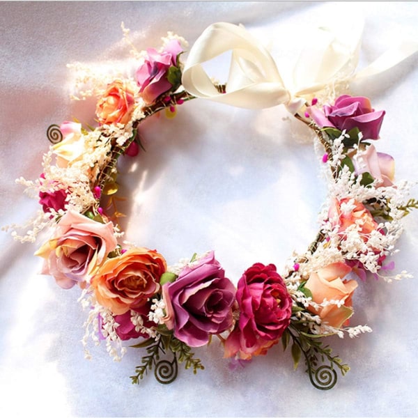 Fe-hodeband for kvinner - Blomster - Blomsterkrans - Blomsterkrans
