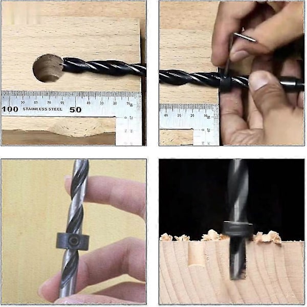8 st Borr Djupstopp Krage Ring Positionerare 3/4/5/6/8/10/12/16mm Träbearbetning