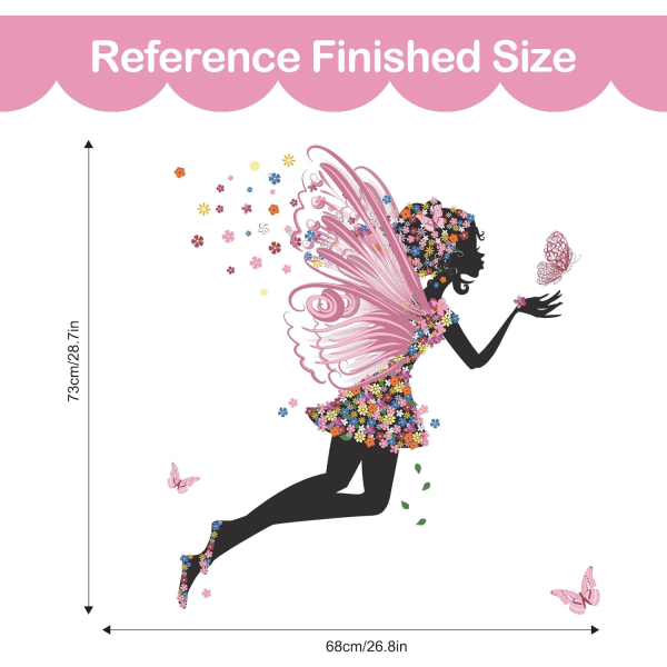 Sommerfugljente veggklistremerke, blomsterfe veggklistremerke, veggdekor