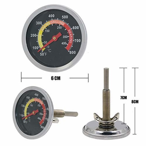 6CM Termometer, Grillrökare Temperaturmätare, BBQ Termostat