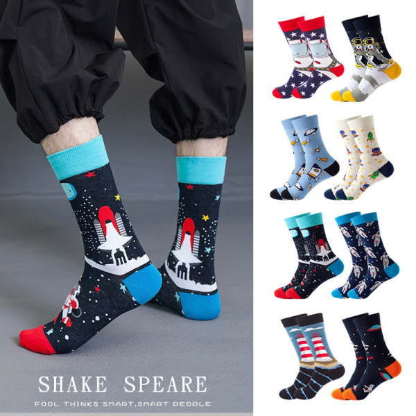 8 par trendy voksne mænds sokker plus størrelse mellemhøj tube tie-dye