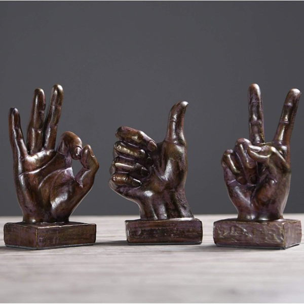 Håndskulptur Dekoration Finger Statue Harpiks Kontor Hjem Dekorationer