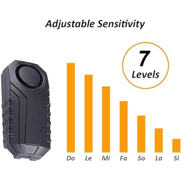 ##/(Sort) Trådløs Motorcykel/Cykelalarm  Tyverisikringsalarm med Fjernbetjening  Vandafvisende IP55  113 DB Super Høj##/