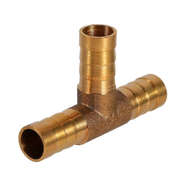 T-stykke i messing 3-veis drivstoffslangekobling 10 mm for trykkluft, olje, gassrør