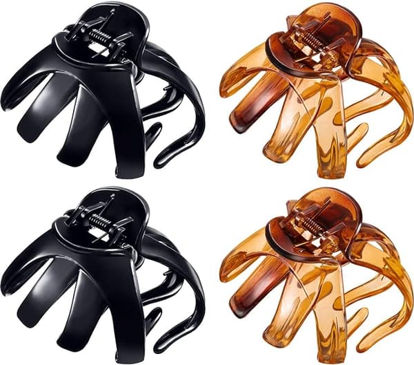 4-pack stora bläckfiskklämmor (brun och svart, 8 cm) halkfria spinde