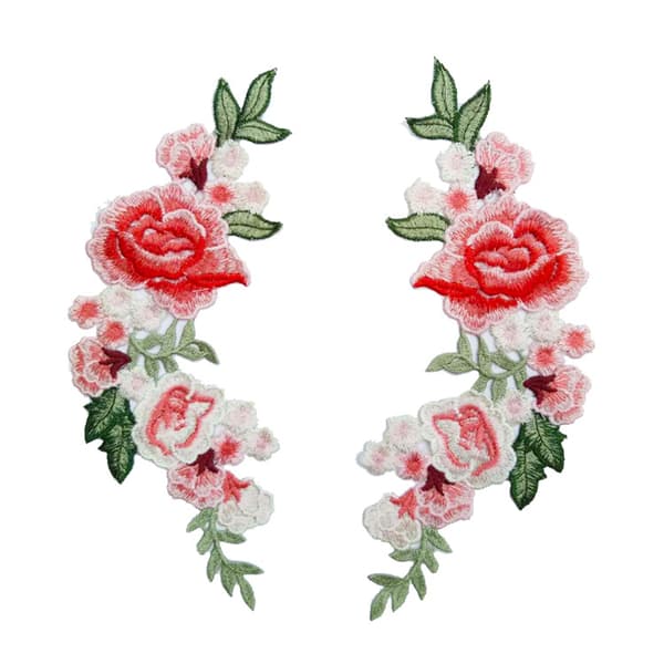 14 stk. blomsterbroderede mærker, påsyede mærker, rosenmærke til jeans, tøj, hat, sko