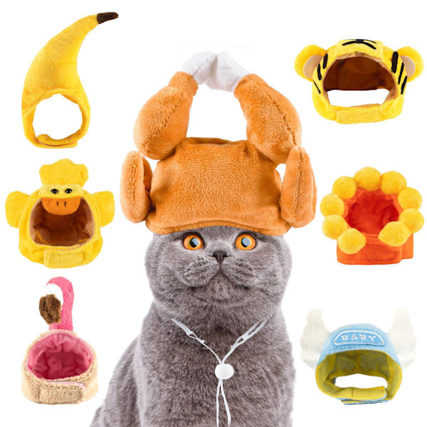 PET Solsikkehatt Hundefigur Katt Banan Hodeplagg Tiger Hodetelefon Teddy Kamputstyr