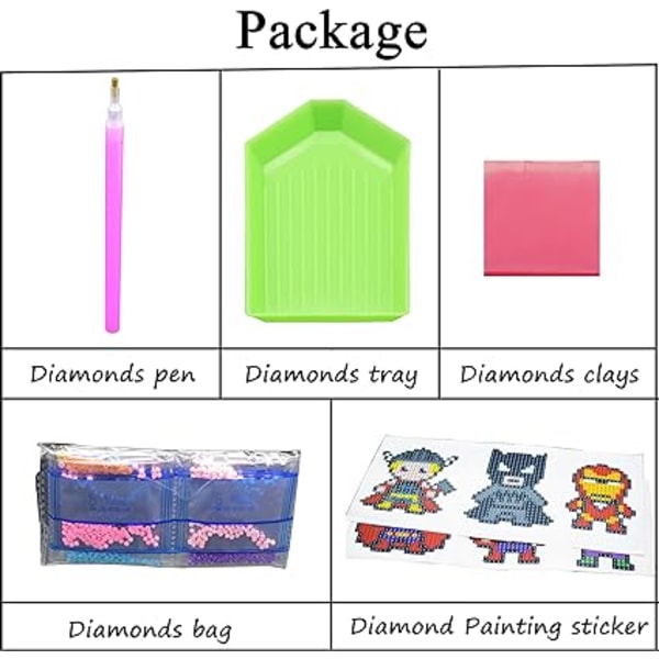 9st DIY- diamond painting för barn Diamantsatser Paint by Nu