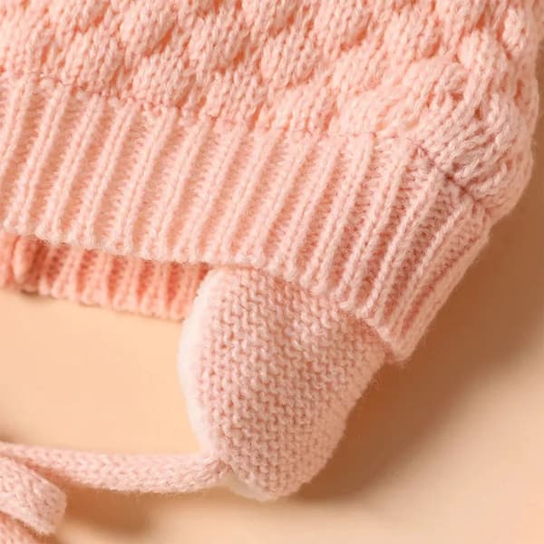 Sæt med 2 strikkede huer BABY hue ører fleece vinterhandsker