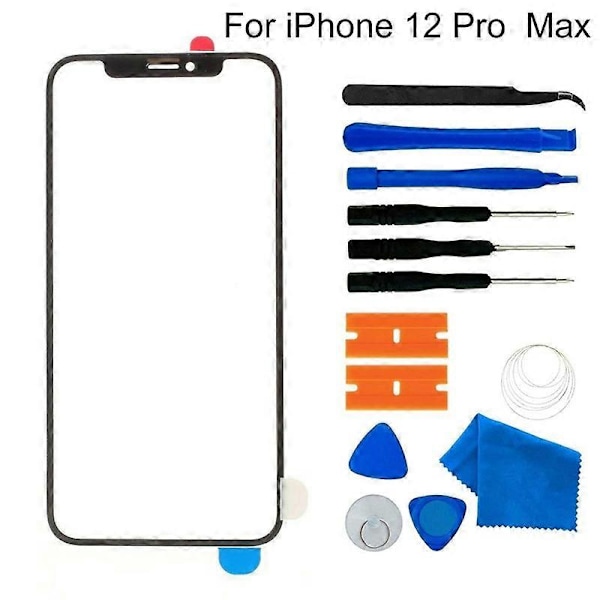 Front Ydre Linse Glas Skærm Udskiftning Reparationsværktøjssæt Kompatibelt iPhone 12 Pro Max for iPhone 12 Pro Max